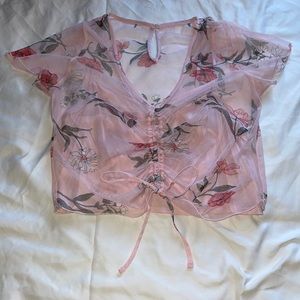 Sheer floral crop top